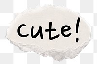 Cute! png word, torn paper digital sticker in transparent background