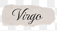 Virgo png word, DIY torn paper digital sticker in transparent background