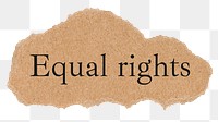 Equal rights png word, torn paper, ephemera digital sticker in transparent background