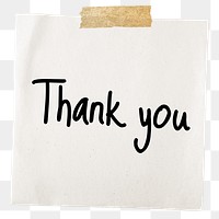 Thank you png word, torn paper digital sticker in transparent background