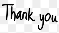 Thank you word png, simple typography digital sticker in transparent background