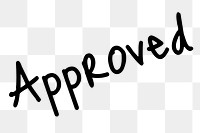 Approved word png, simple typography digital sticker in transparent background