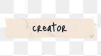 Creator png word, torn paper digital sticker in transparent background