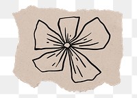 Flower png sticker, ripped paper doodle, transparent background