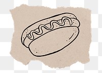 Hamburger png sticker doodle, ripped paper, transparent background