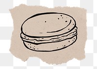 Macaron png sticker doodle, ripped paper, transparent background