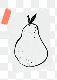 Pear png sticker doodle, stationery paper, transparent background