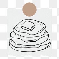 Pancake png sticker doodle, stationery paper, transparent background