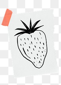 Strawberry png sticker doodle, stationery paper, transparent background