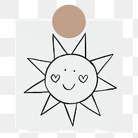 Sunshine png sticker doodle, stationery paper, transparent background