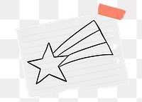 Shooting star png sticker doodle, stationery paper, transparent background