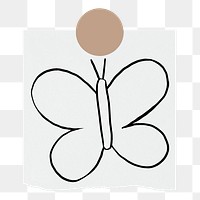 Cute butterfly png sticker, stationery paper doodle, transparent background