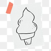 Ice cream png sticker doodle, stationery paper, transparent background