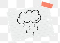 Rain cloud png sticker doodle, stationery paper, transparent background