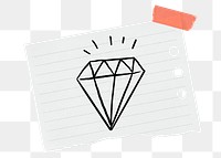 Cute diamond png sticker, doodle, stationery paper, transparent background