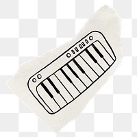 Cute piano png sticker, doodle, ripped paper, transparent background