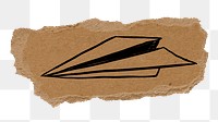 Paper plane png sticker, doodle, ripped paper, transparent background