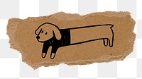 Cute dog png sticker, ripped paper doodle, transparent background