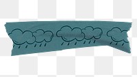 Rain cloud png washi tape, doodle, transparent background