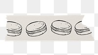 Macaron png washi tape, doodle, transparent background