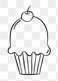 Cupcake png doodle, drawing illustration, transparent background