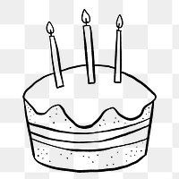 Birthday cake png doodle, drawing illustration, transparent background