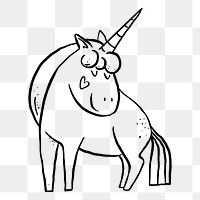 Cute unicorn png doodle, illustration, transparent background