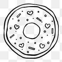 Donut png doodle, drawing illustration, transparent background
