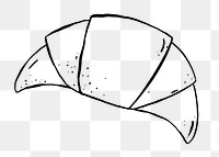 Croissant png doodle, drawing illustration, transparent background