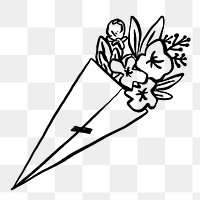 Bouquet png doodle, cute illustration, transparent background