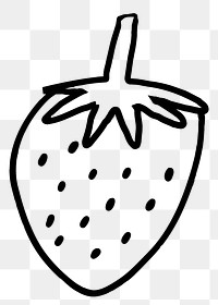 Strawberry png doodle, drawing illustration, transparent background