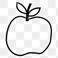 Apple png doodle, drawing illustration, transparent background