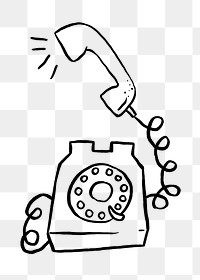 Retro phone png doodle, illustration, transparent background