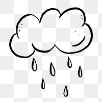 Rain cloud png doodle, cute illustration, transparent background