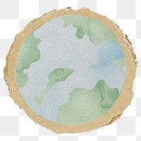 Globe, environment png sticker, ripped paper, transparent background