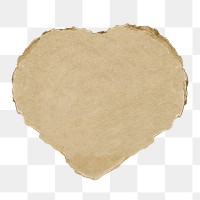 Brown hear paper scrap png on transparent background