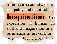 Inspiration png dictionary word sticker, Ephemera typography, transparent background