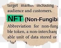 NFT png dictionary word sticker, Ephemera typography, transparent background