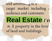 Real estate png dictionary word sticker, Ephemera typography, transparent background