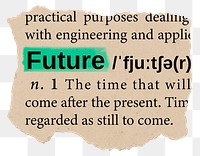 Future png dictionary word sticker, Ephemera typography, transparent background