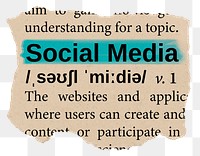 Social Media png dictionary word sticker, Ephemera typography, transparent background