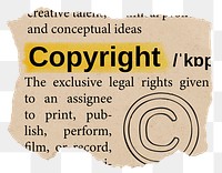 Copyright png dictionary word sticker, Ephemera typography, transparent background