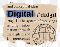 Digital png dictionary word sticker, Ephemera typography, transparent background