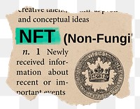 NFT png dictionary word sticker, Ephemera typography, transparent background