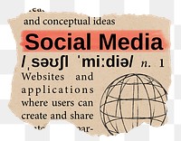 Social Media png dictionary word sticker, Ephemera typography, transparent background