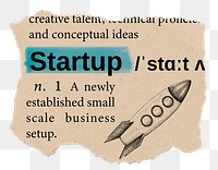 Startup png dictionary word sticker, Ephemera typography, transparent background