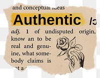Authentic png dictionary word sticker, Ephemera typography, transparent background