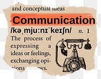 Communication png dictionary word sticker, Ephemera typography, transparent background