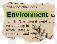 Environment png dictionary word sticker, Ephemera typography, transparent background