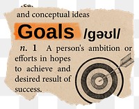 Goals png dictionary word sticker, Ephemera typography, transparent background